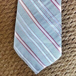 Vintage KETCH Tie (Men's Silver, Grey, Maroon Stripes)